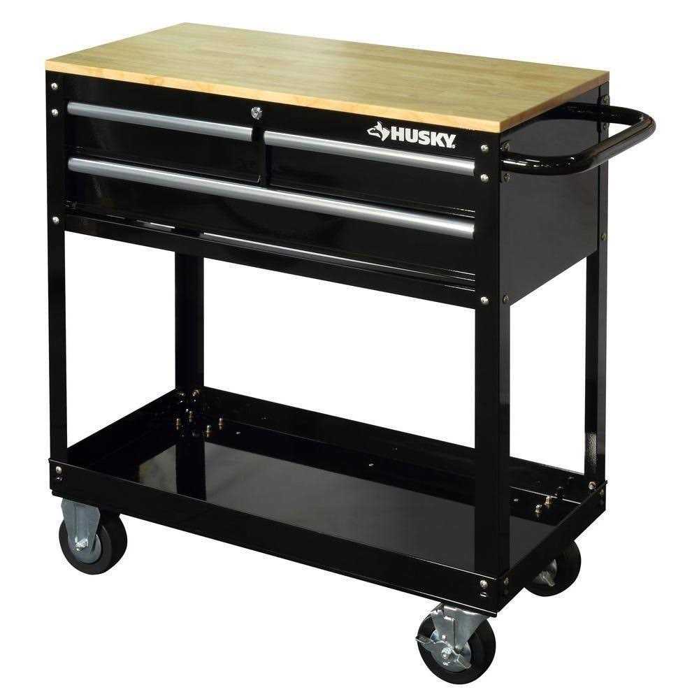 Husky 36 in. 3-Drawer Rolling Tool Cart with Wood Top - Cheap Fitting