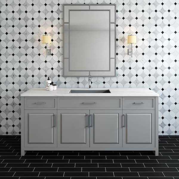 Daltile Lavaliere Diamond and Thassos White 14 in. x 14 in. Marble Petal Mosaic Tile - Cheap Fitting