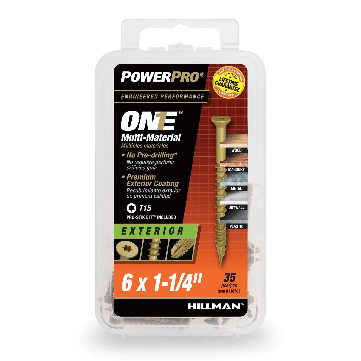 Hillman Power Pro One Exterior Flat-Head Multi-Material Screws - Cheap Fitting