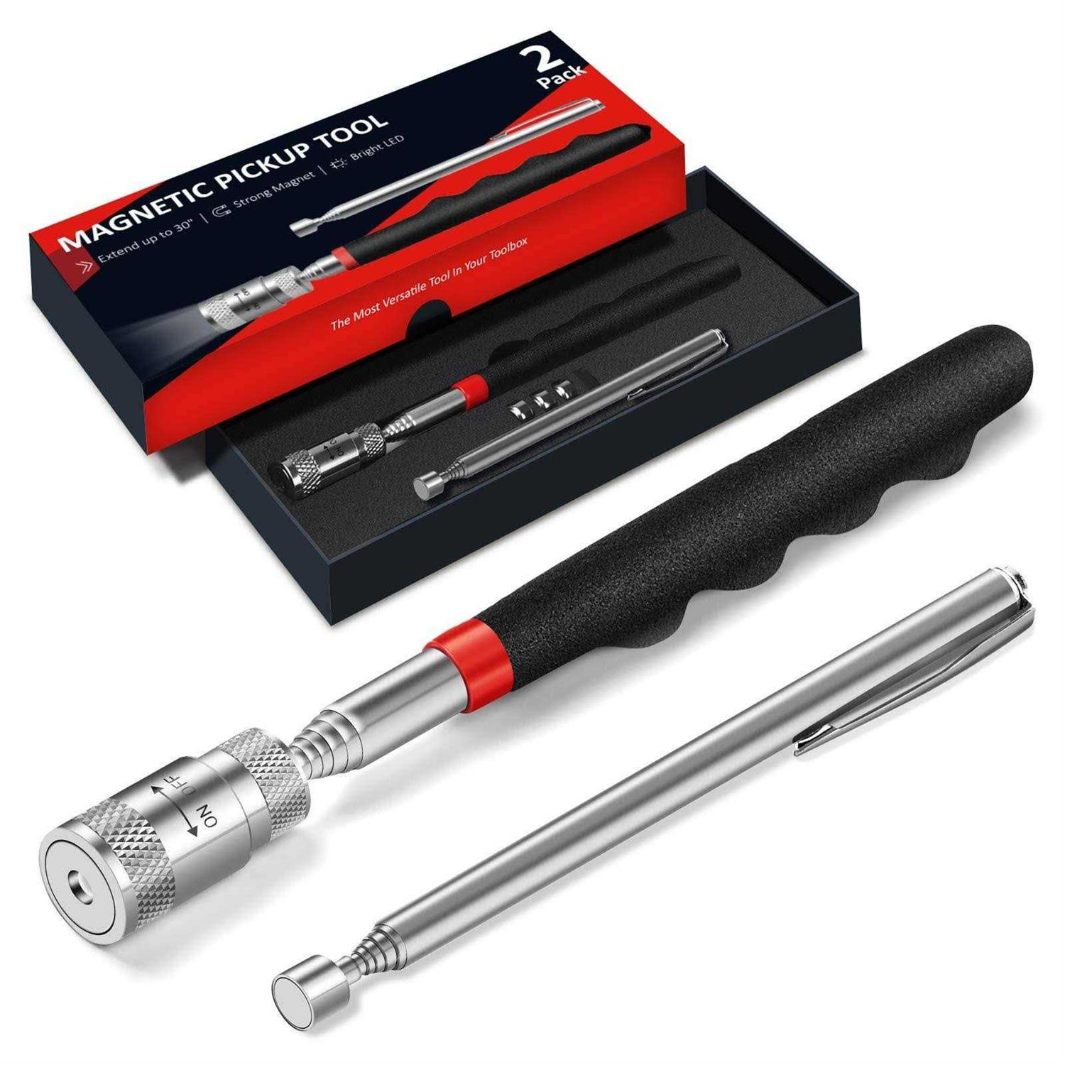 HELEMAN Tools Gifts for Men Stocking Stuffers Christmas Magnetic Pickup Tool for Mens Gifts LED Telescoping Pick Up Tool Set for Hard to Reach Place Cool - Cheap Fitting