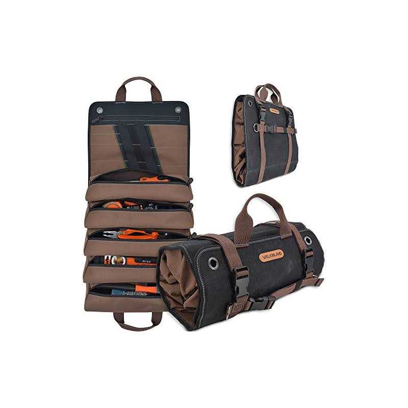 WELKINLAND Heavy-Duty Waxed Canvas Tool roll 15-Pockets Tool roll 15L Tool roll bags - Cheap Fitting