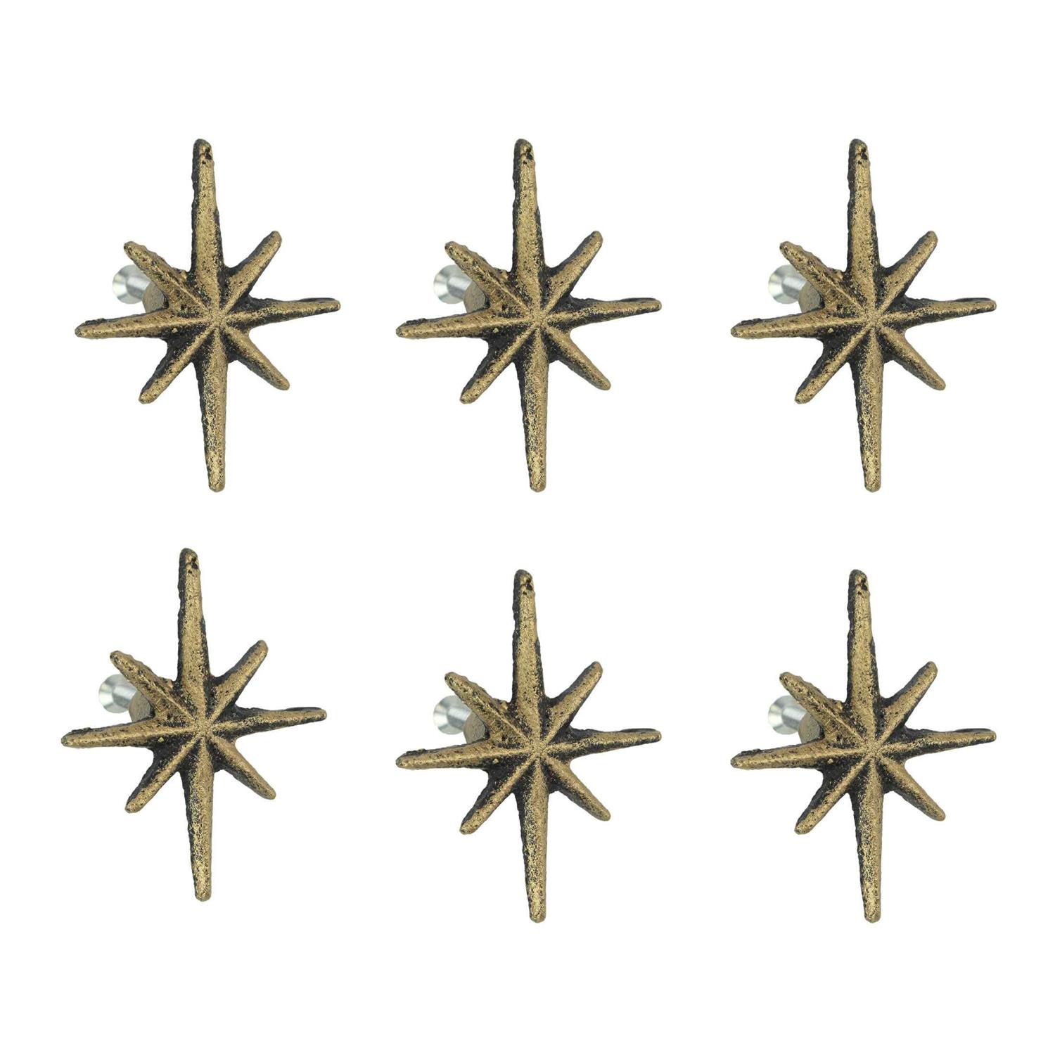 Zeckos Antique Gold Finish Starburst Drawer Pull Cabinet Knobs Set of 6 - Cheap Fitting