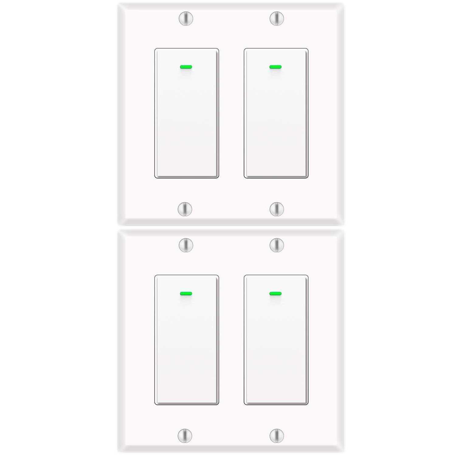 Alexa Light Switch, Double Smart Wifi Light Switches, Smart Switch 2 Gang Compatible with Alexa and Google Home - Cheap Fitting