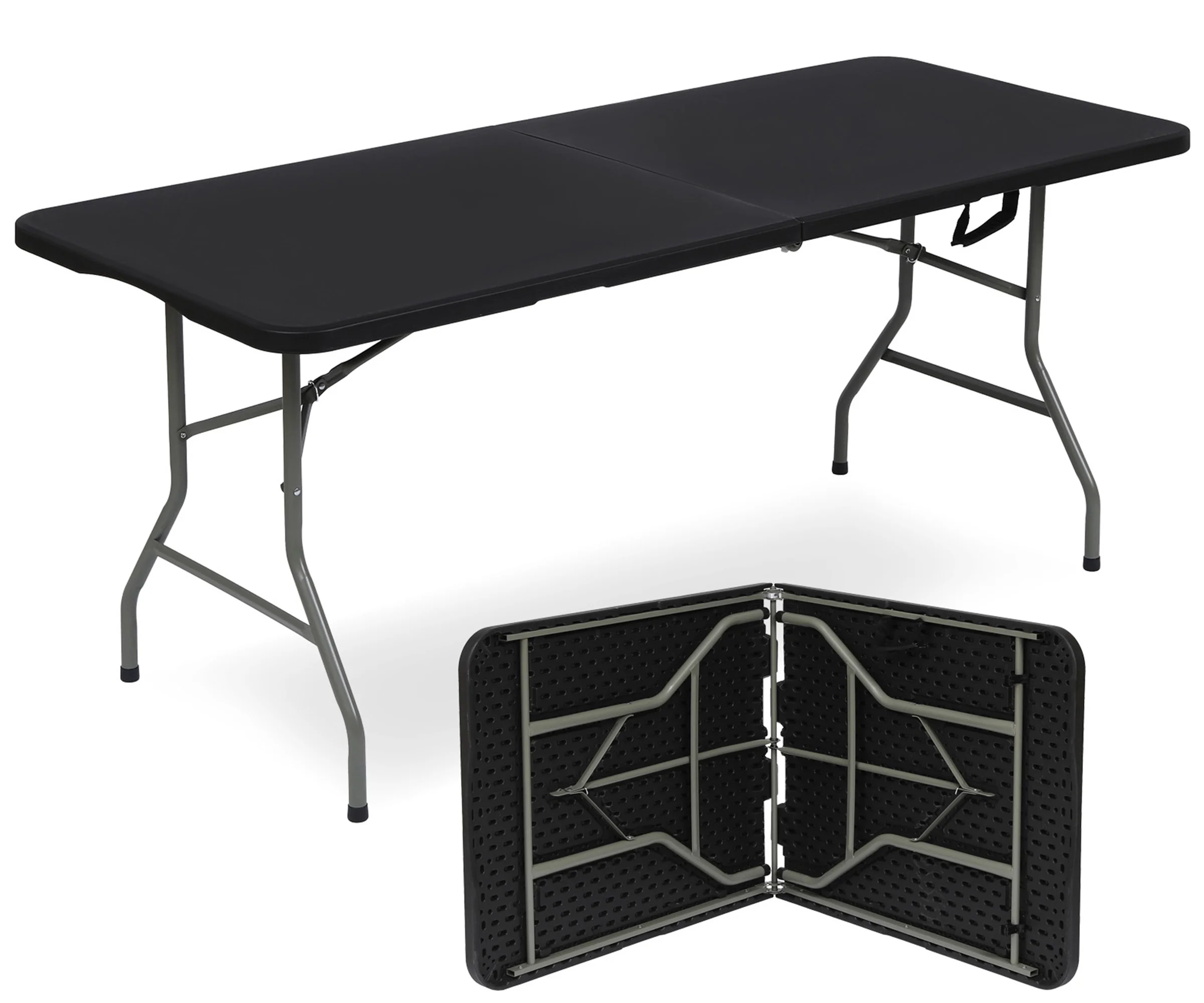 TBKLEY 6ft Portable Plastic Folding Tables for Home Garden Office Indoor Outdoor, Black - Cheap Fitting