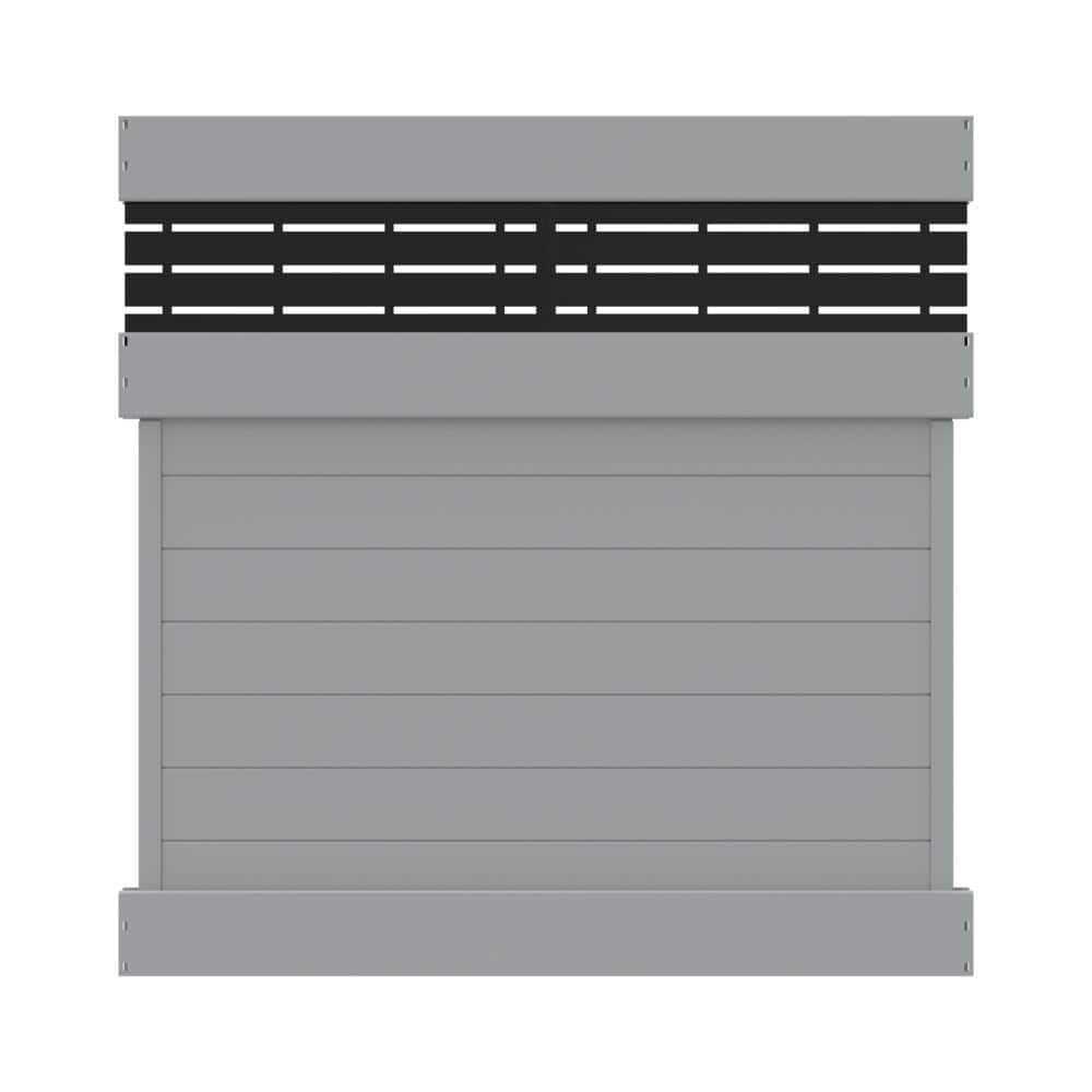 Barrette Outdoor Living 6 ft. x 6 ft. Gray Vinyl Privacy Panel Kit Horizontal Fence with Boardwalk DSP Top - Cheap Fitting