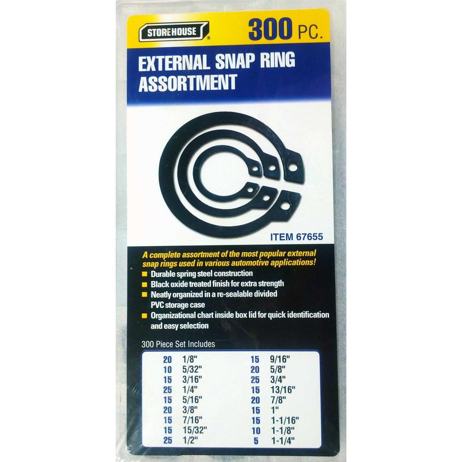 Storehouse Internal and External Snap Ring Retaining Ring Assortment Kit 600 Pc.300 + 300 - Cheap Fitting