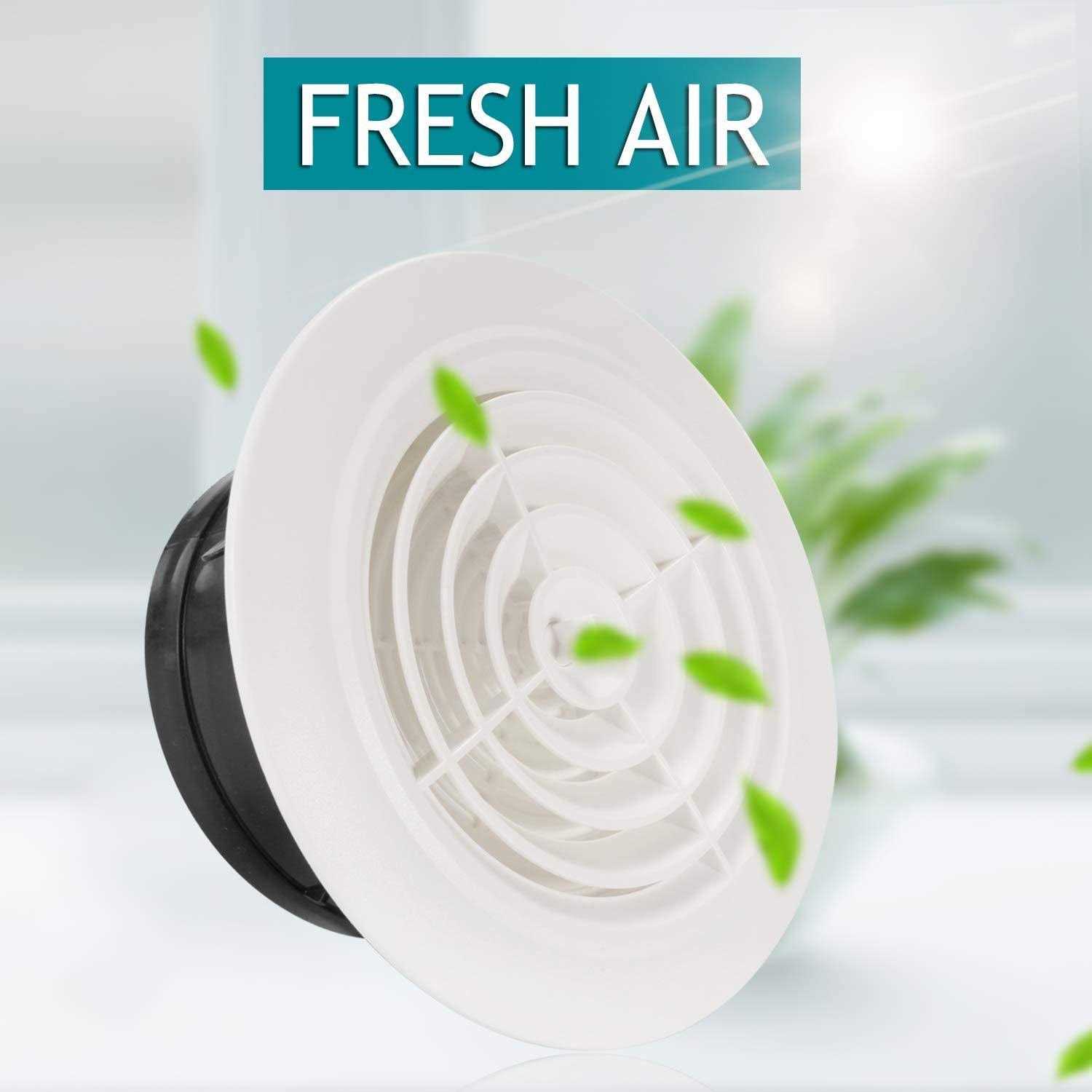 6 Inch Round Air Vent HG Power Adjustable ABS Louver White Grille Cover Soffit Vent Fit for Bathroom Office Kitchen Ventilation - Cheap Fitting