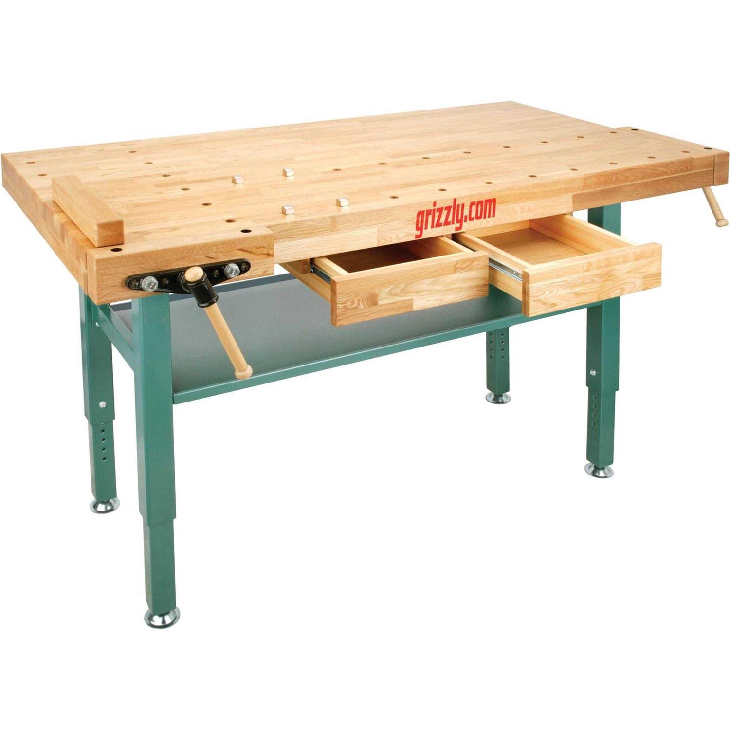 Grizzly T10157 Heavy-Duty Oak Workbench with Steel Legs - Cheap Fitting