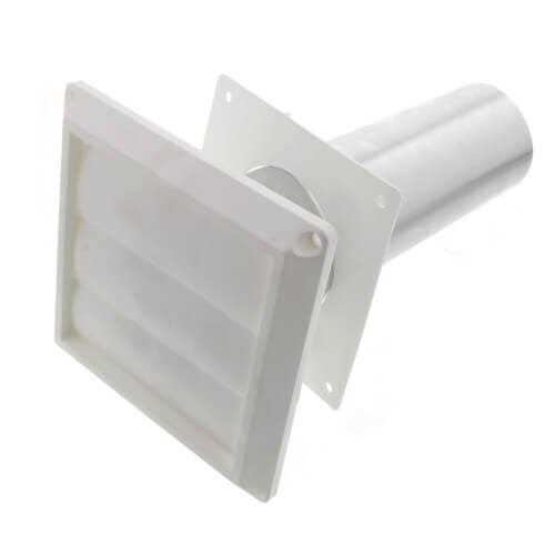 Lambro 290W White Plastic Louvered Vent with Tail Pipe - Cheap Fitting