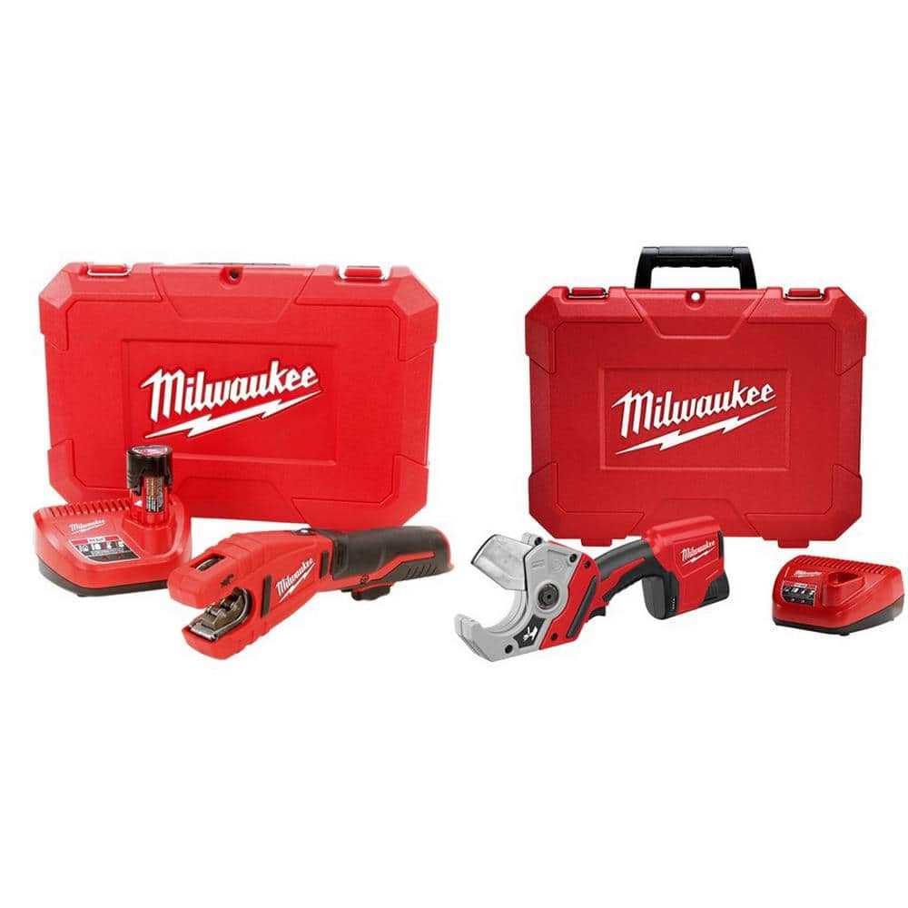 Milwaukee M12 12V Lithium-Ion Cordless Copper Tubing Cutter Kit with M12 PVC Shear Kit - Cheap Fitting