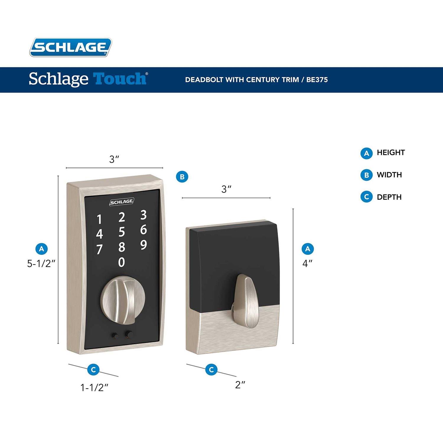 Schlage Century Touch Deadbolt - Cheap Fitting