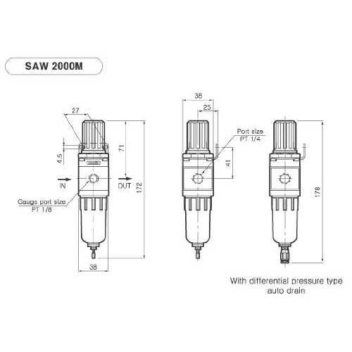 Pneumaticplus Saw2000m-n02bdg Miniature Compressed Air Filter Regulator Combo Piggyback - Cheap Fitting