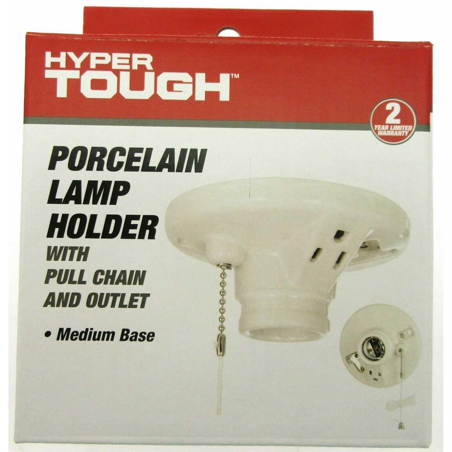 Hyper Tough 1 -Porcelain Pull Chain Lamp Holder With Socket td35080g - Cheap Fitting