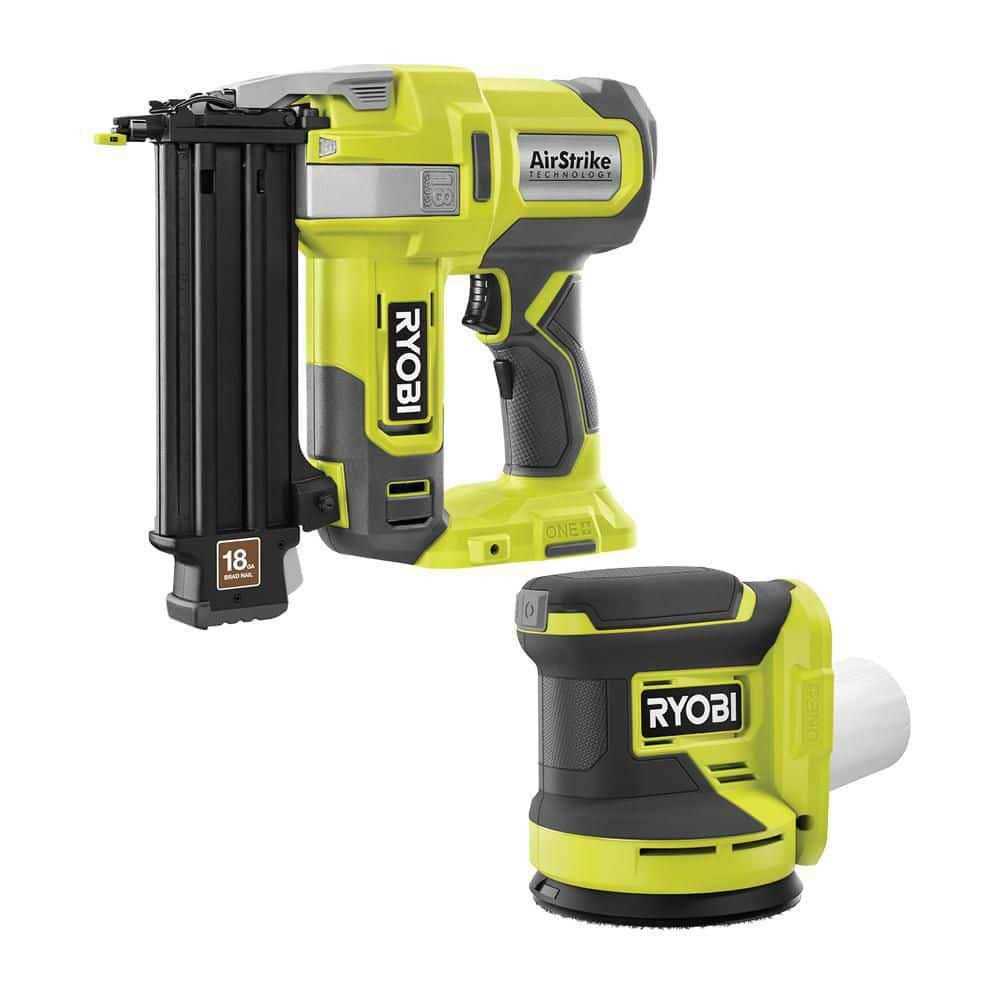 RYOBI ONE+ 18V 18-Gauge Cordless AirStrike Brad Nailer with Cordless 5 in. Random Orbit Sander - Cheap Fitting