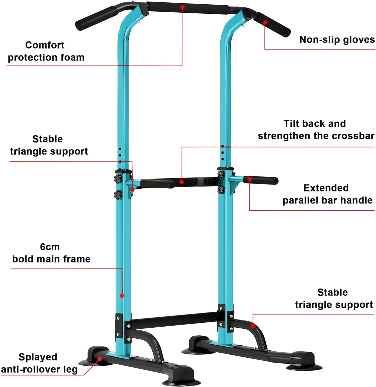 SOGES Height Adjustable Power Tower Dip Stands Pull up Bar Strength Training for Home Gym Black - Cheap Fitting
