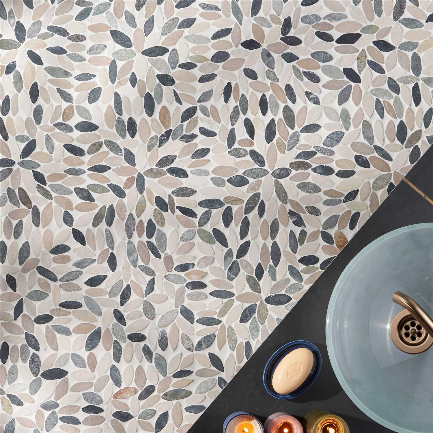 Ivy Hill Tile Countryside Flower 11.81 in. x 11.81 in. Natural Stone Floor and Wall Mosaic Tile - Cheap Fitting