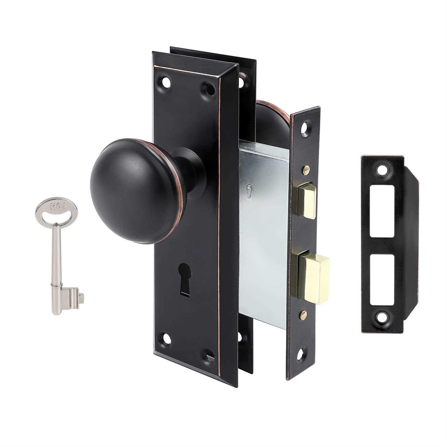 ToPToToo Mortise Lock Set for Interior Door Antique Door Knobs with Lock and Skeleton Key - Cheap Fitting