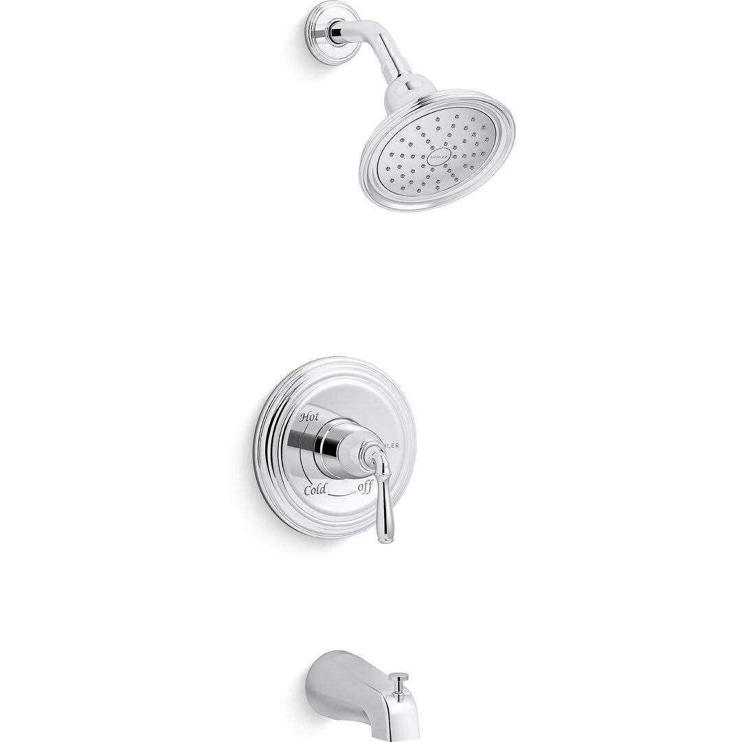 Kohler K-TS395-4S Devonshire Rite-Temp Bath and Shower Trim with slip-fit spout and 2.5 gpm showerhead K-TS395-4S-CP - Cheap Fitting