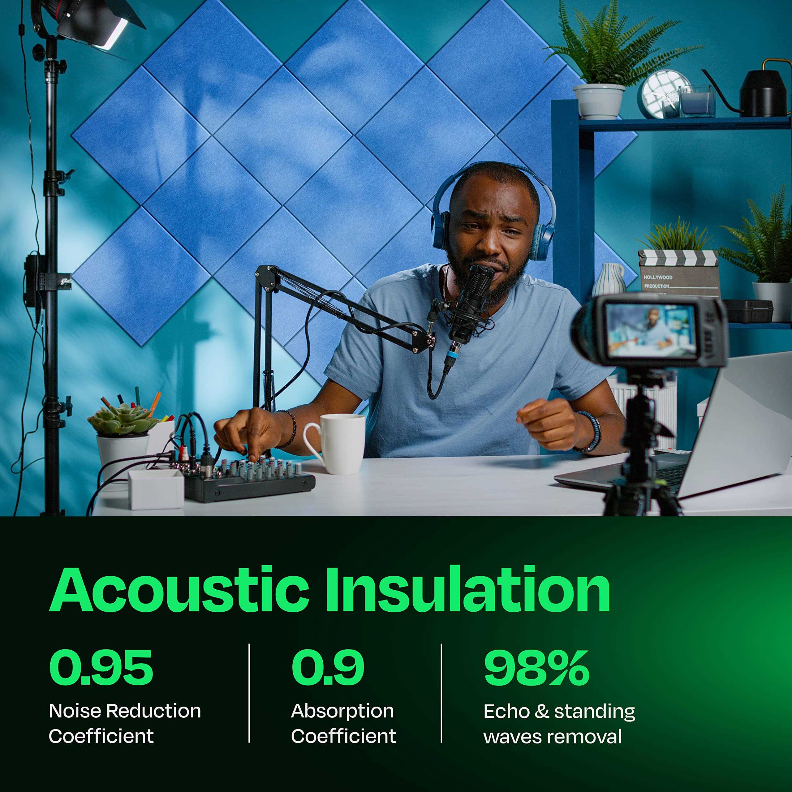 Ekkogo Acoustic Panels 12-Pack Soundproof Wall Panels 12′ X0.4” Sound Panels High Density Sound Dampening Panels - Cheap Fitting