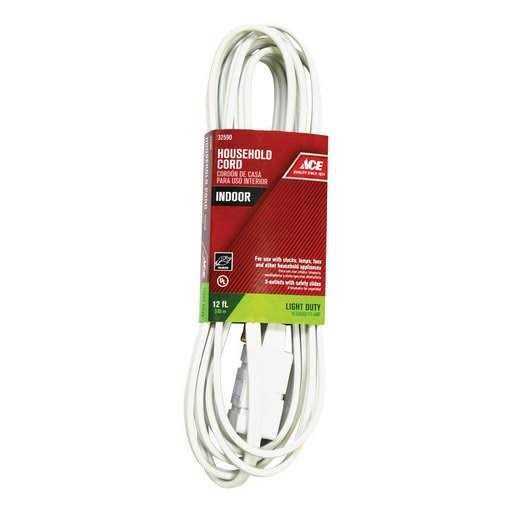 Ace Indoor White Extension Cord 16/2 SPT-2 - Cheap Fitting