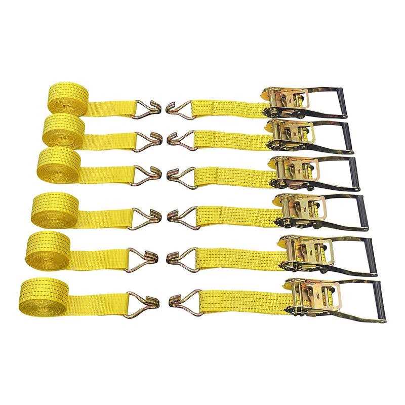 Cargo Control 6 Pack 2 x15′ Ratchet Strap Tie Down 5000LB J Hook - Cheap Fitting