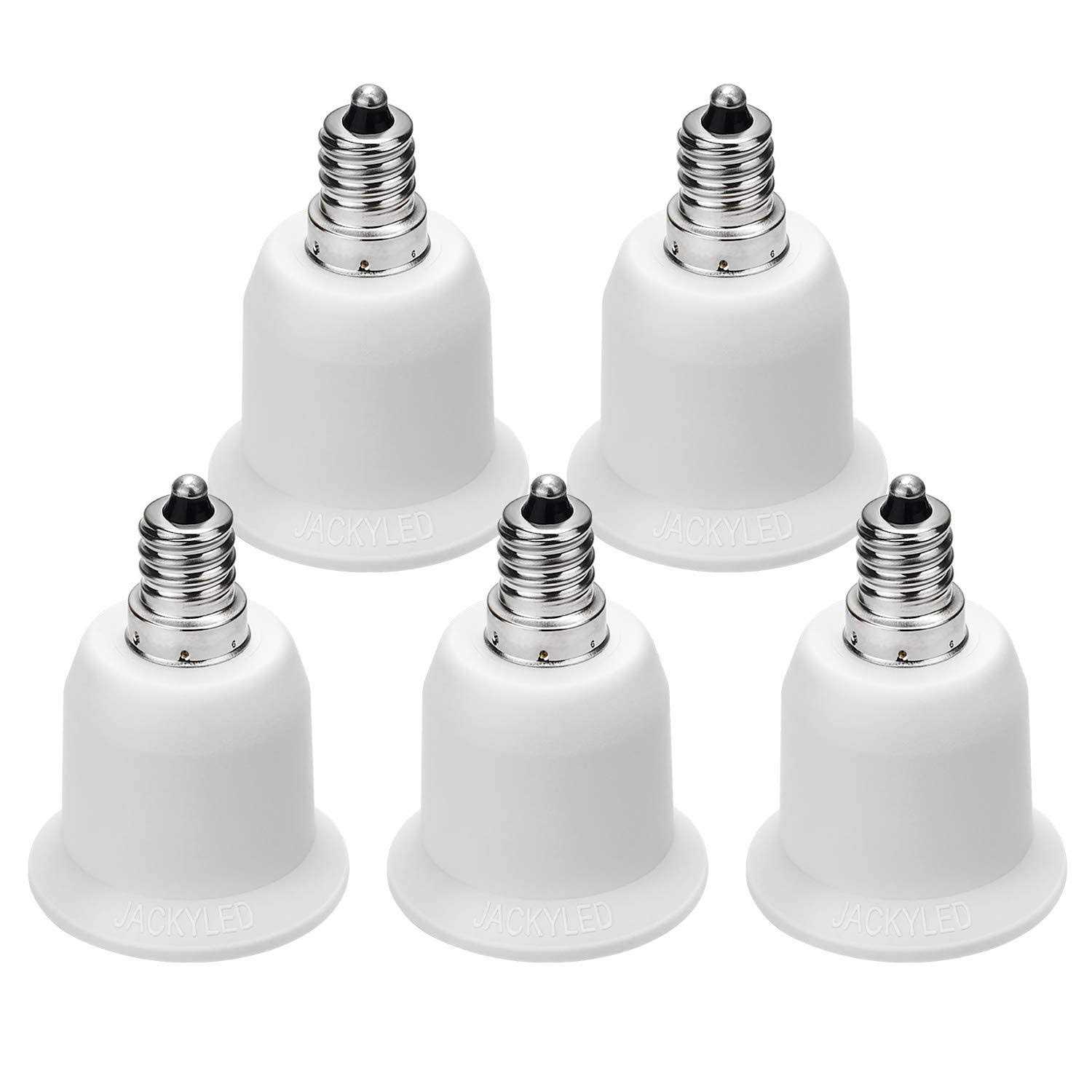 Jackyled 5-Pack E12 to E26 Adapter Chandelier Light Socket Candelabra E12 to Medium Socket E26/E27 Converter Bulb Base Adapter Converter - Cheap Fitting