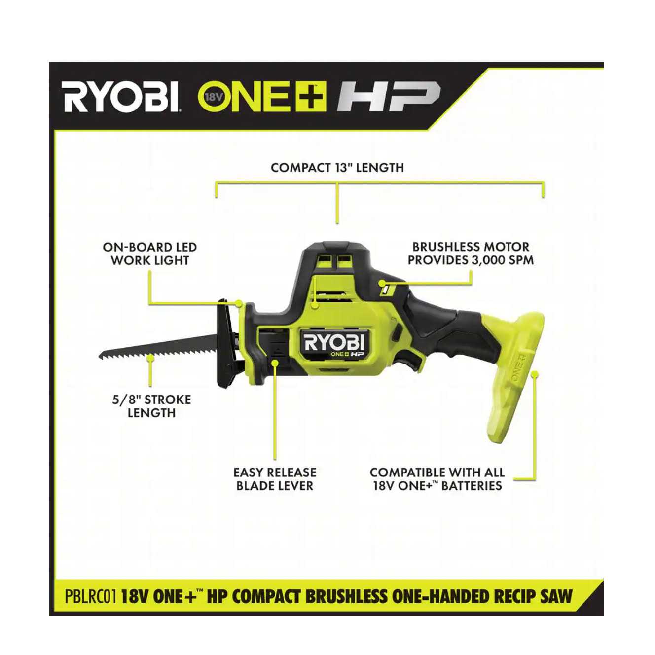 Ryobi ONE+ HP 18V Brushless Cordless Compact One-Handed Reciprocating Saw - Cheap Fitting
