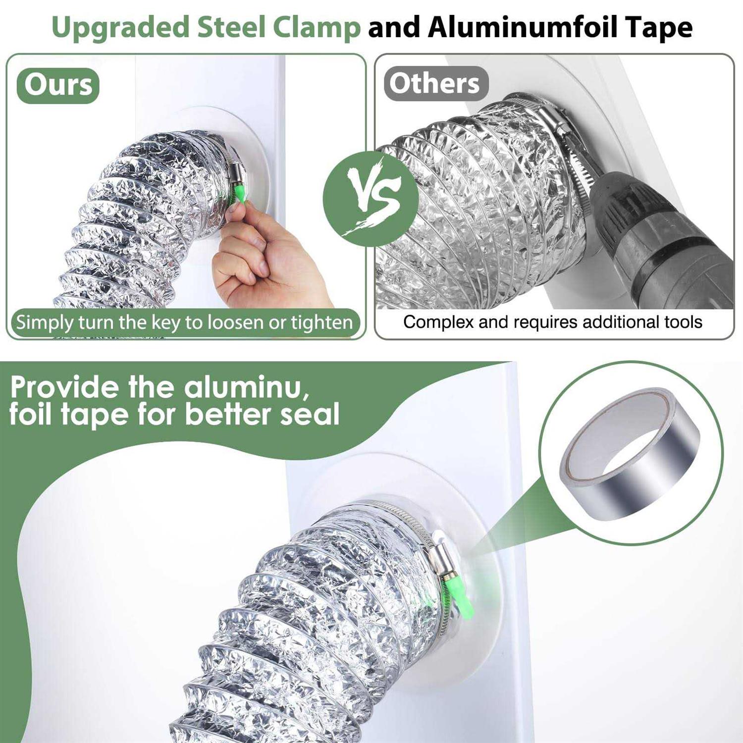 Upgraded Window Dryer Vent Kit with 4 Inch 10 feet Dryer Vent Hose - Cheap Fitting