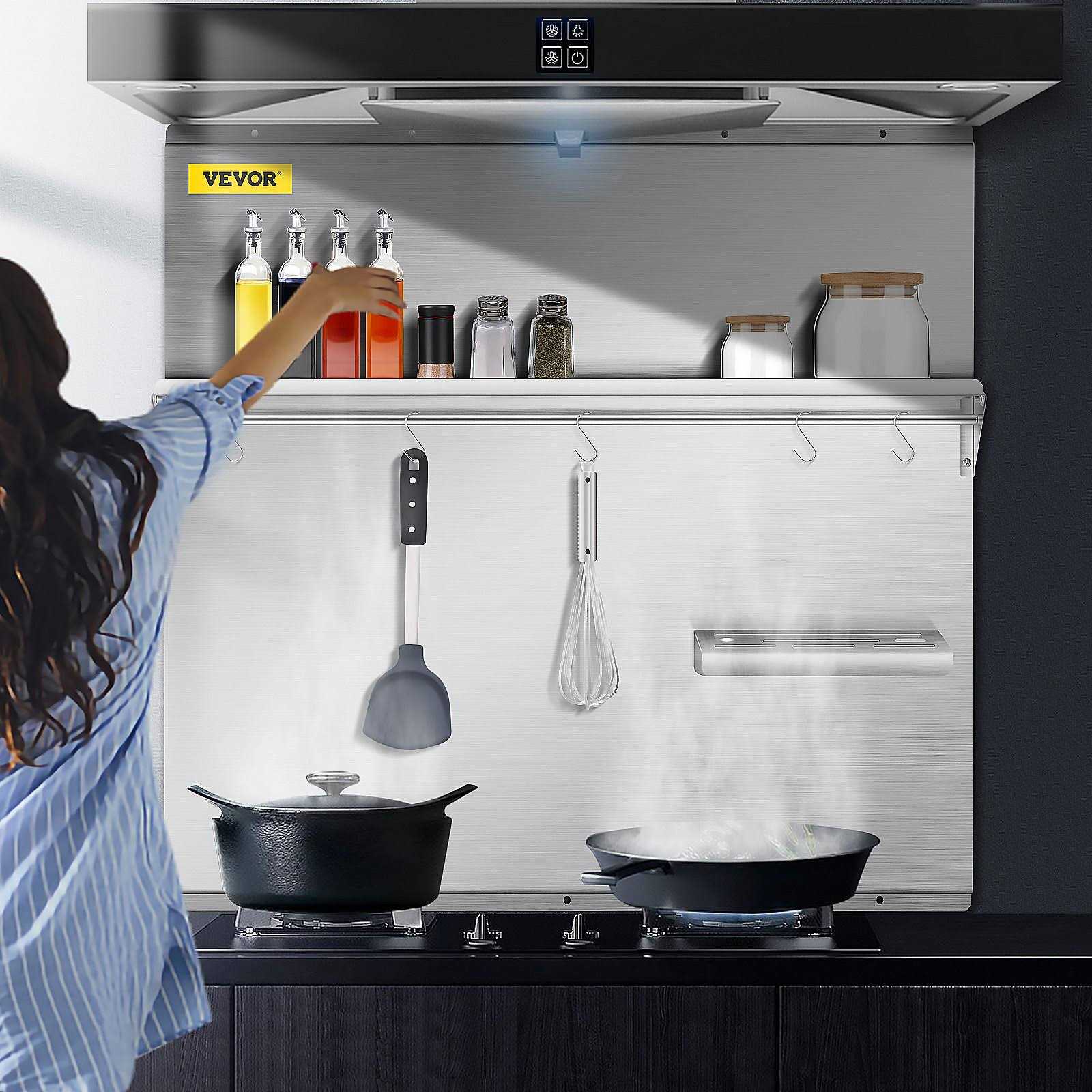 VEVOR Range Backsplash with Shelf Range Hood Wall Shield - Cheap Fitting