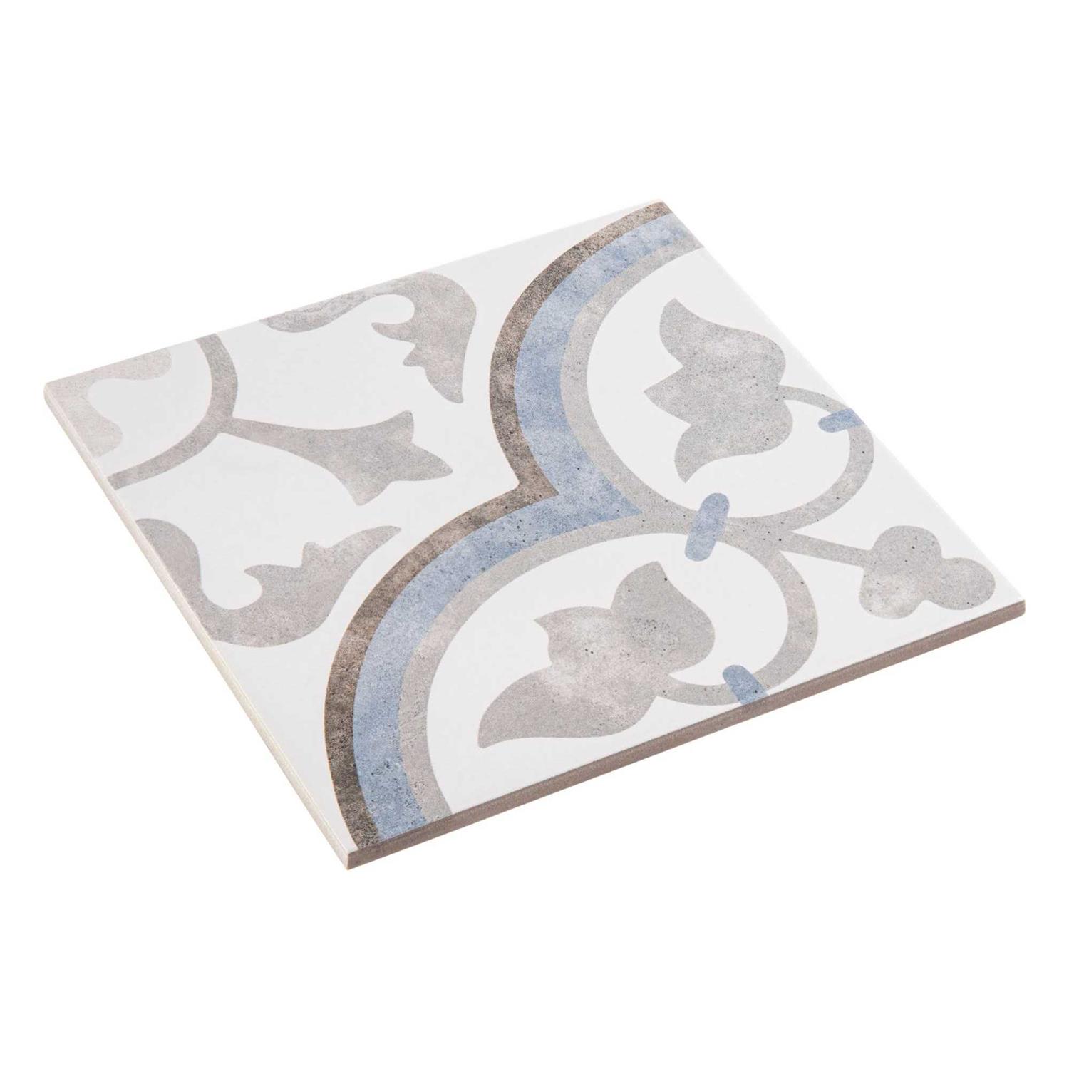 Teamson Kids Luv Passion Black/White/Blue/Gray 8 in. x 8 in. Smooth Matte Porcelain Floor and Wall Tile - Cheap Fitting