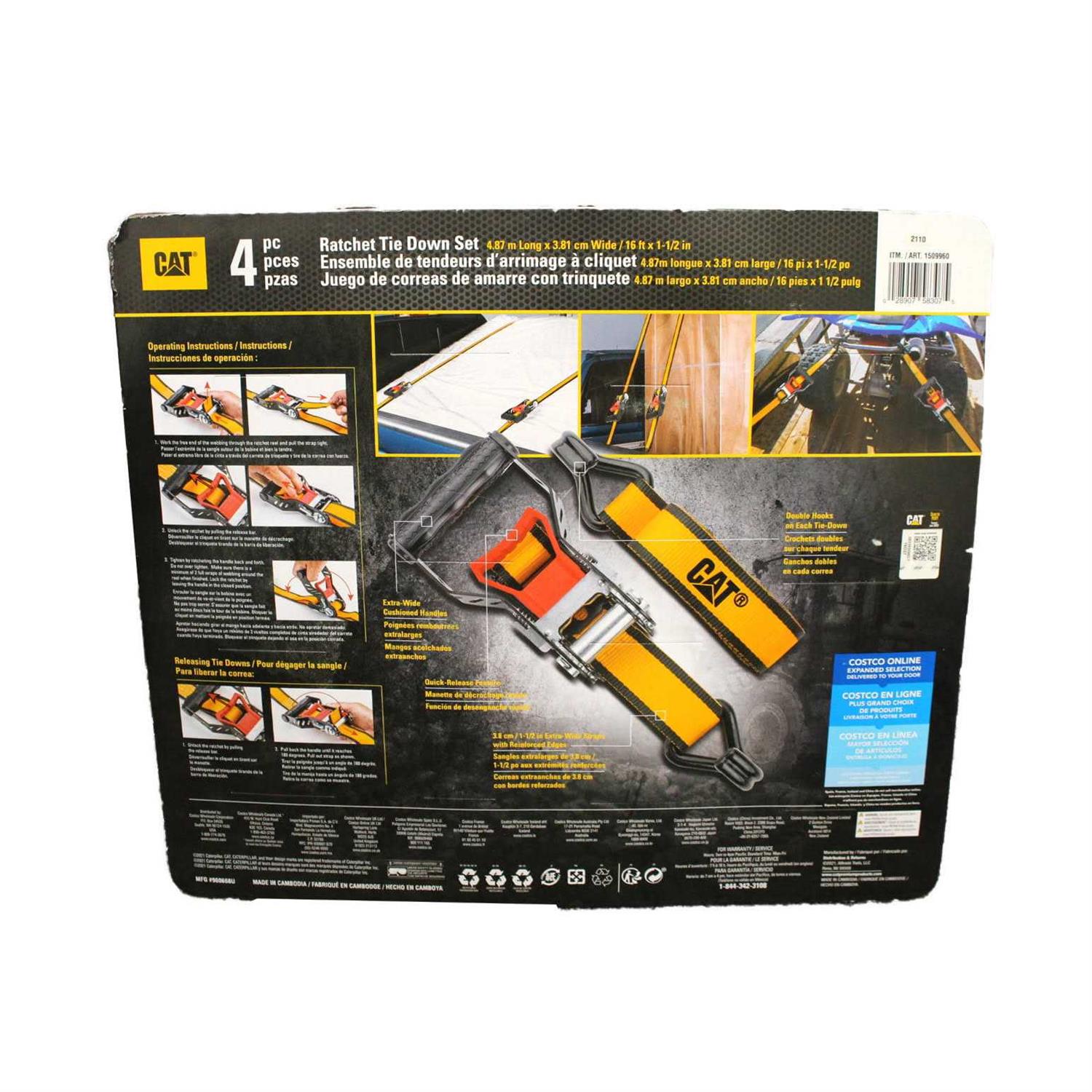 Cat Straps Ratchet Tie Down 4 Piece Set - Cheap Fitting