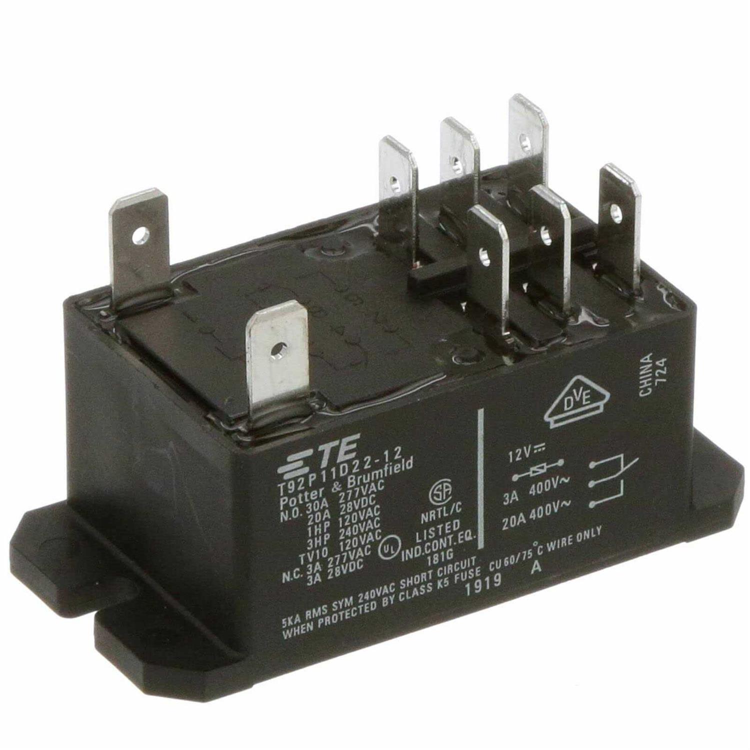 Advanced Electronics Potter & Brumfield T92P11D22-12 Power Relay DPDT 12V DC 30A - Cheap Fitting
