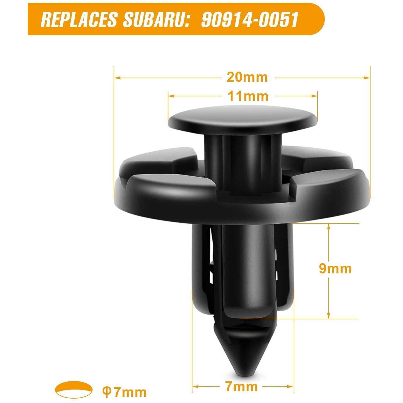 Gooacc 100pcs 7mm 8mm 10mm Compatible with Subaru Push Type Retainer Fasteners Rivets Clips OEM Upgrade for 90914-0007 - Cheap Fitting