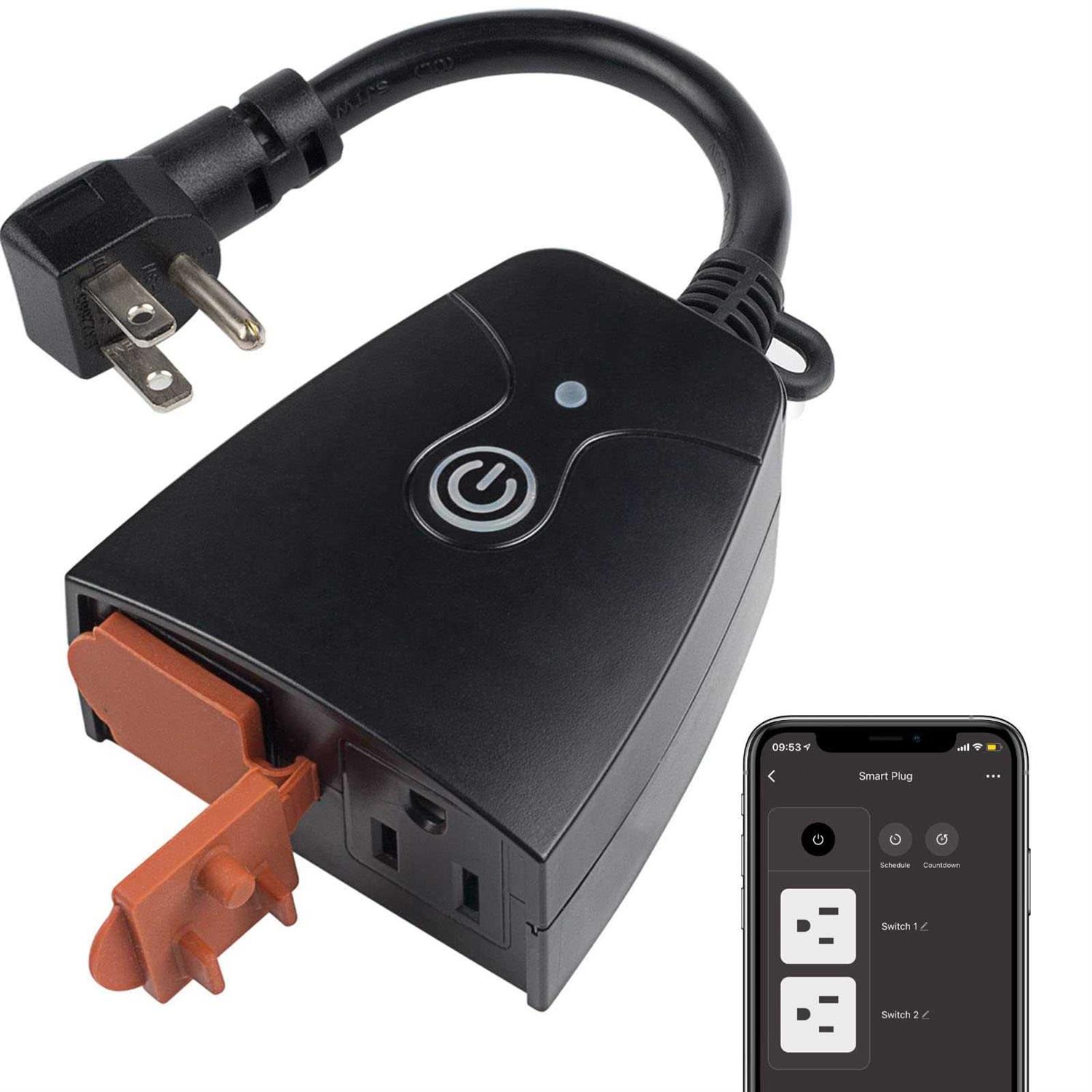 Outdoor Smart WiFi Plug, HBN Heavy Duty Wi-Fi Timer with Two Grounded Outlet, Wireless Remote Control by App Compatible with Alexa and Google Home - Cheap Fitting