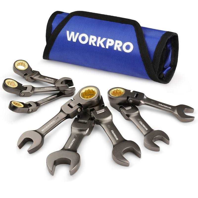 WORKPRO 8-Piece Flex-Head Stubby Ratcheting Combination Wrench Set - Cheap Fitting