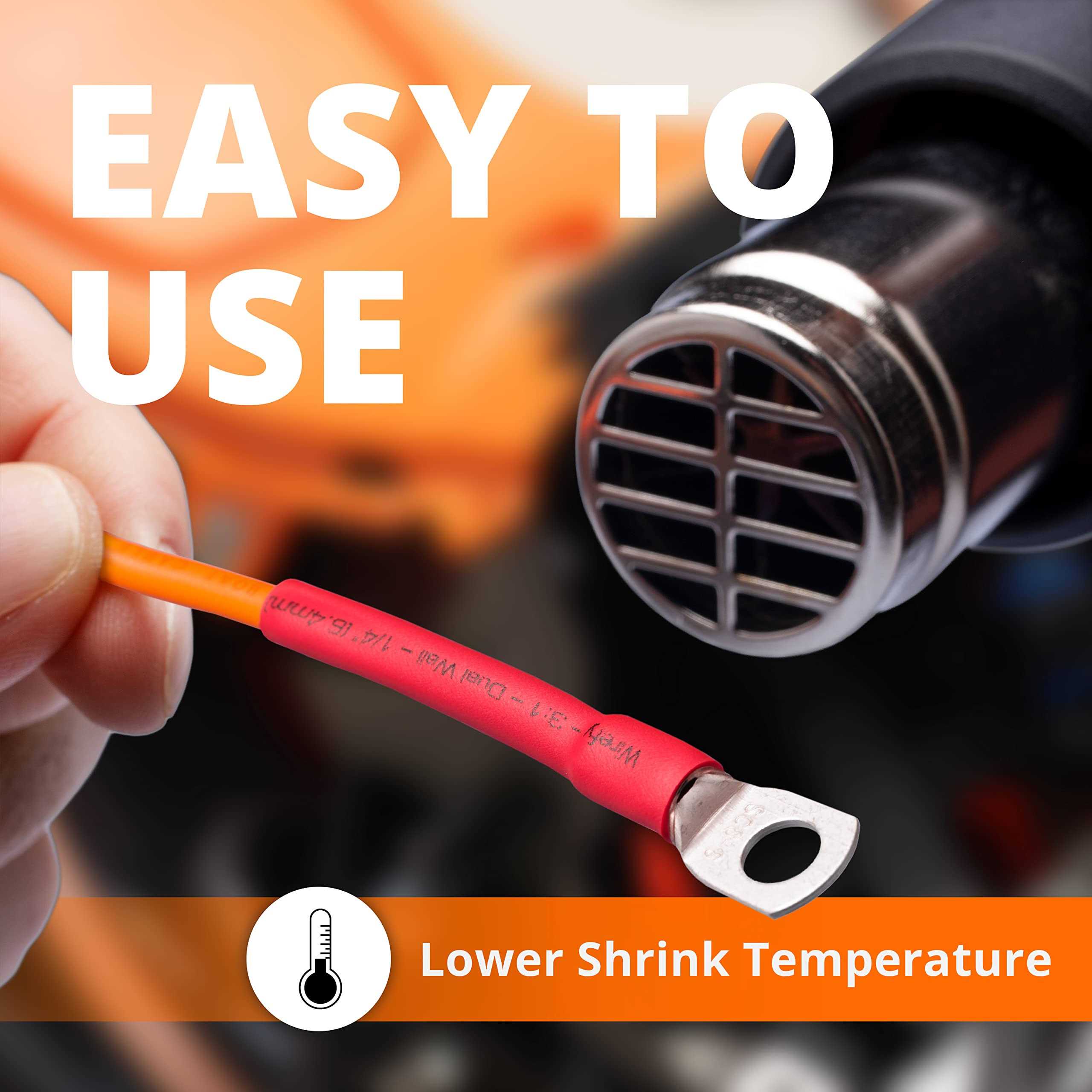 Wirefy 200 PCS Black Red Larger Diameters Heat Shrink Tubing Kit - Cheap Fitting