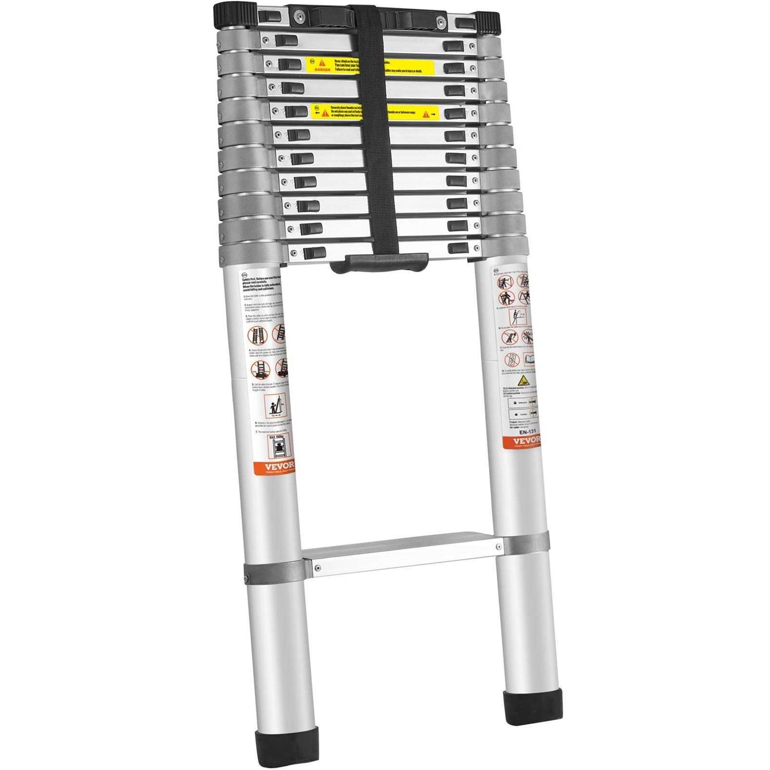 VEVOR Telescoping Ladder Aluminum One-button Retraction Collapsible Extension Ladder - Cheap Fitting