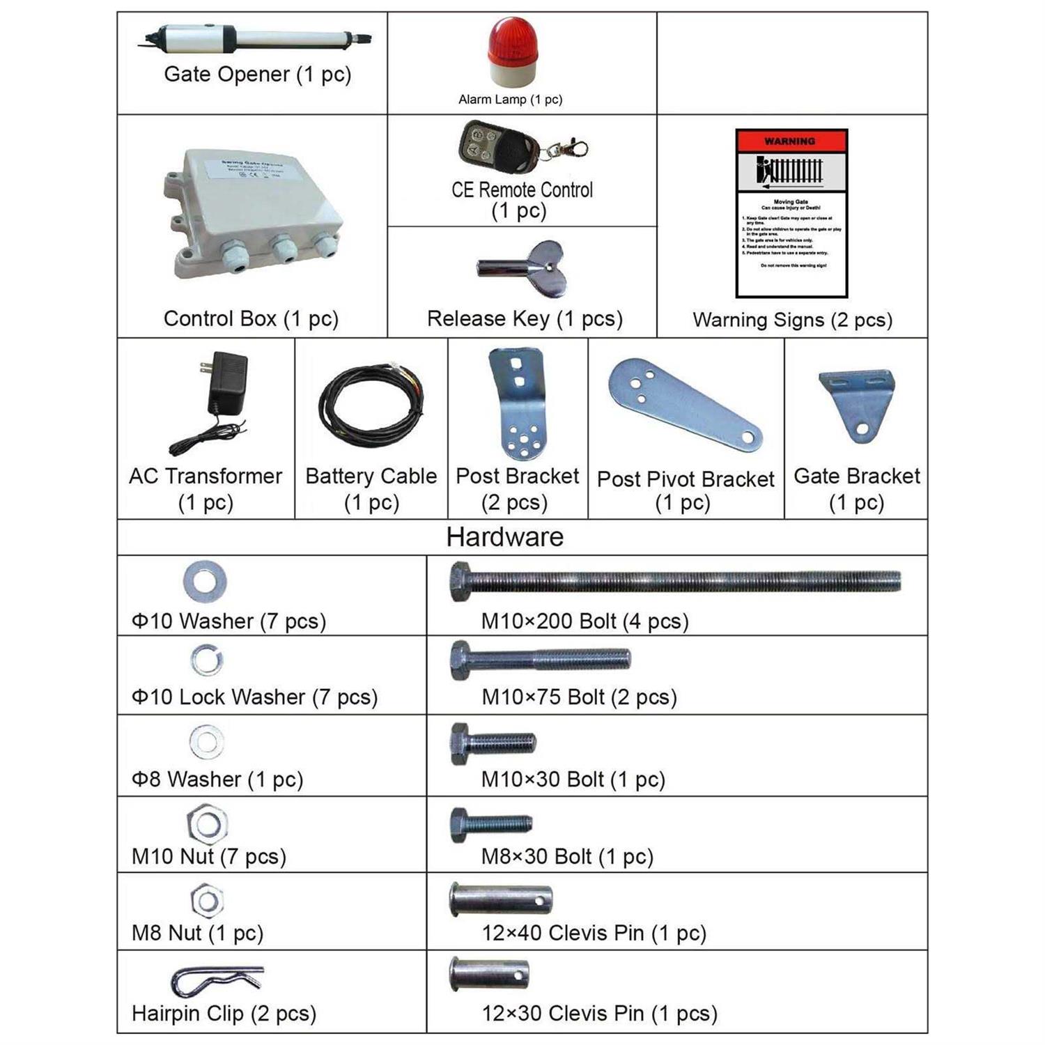 VEVOR Automatic Gate Opener Swing Gate Opener 551lbs & 16.4ft Length Door Remote LBKMJ550B1G365001V1 - Cheap Fitting