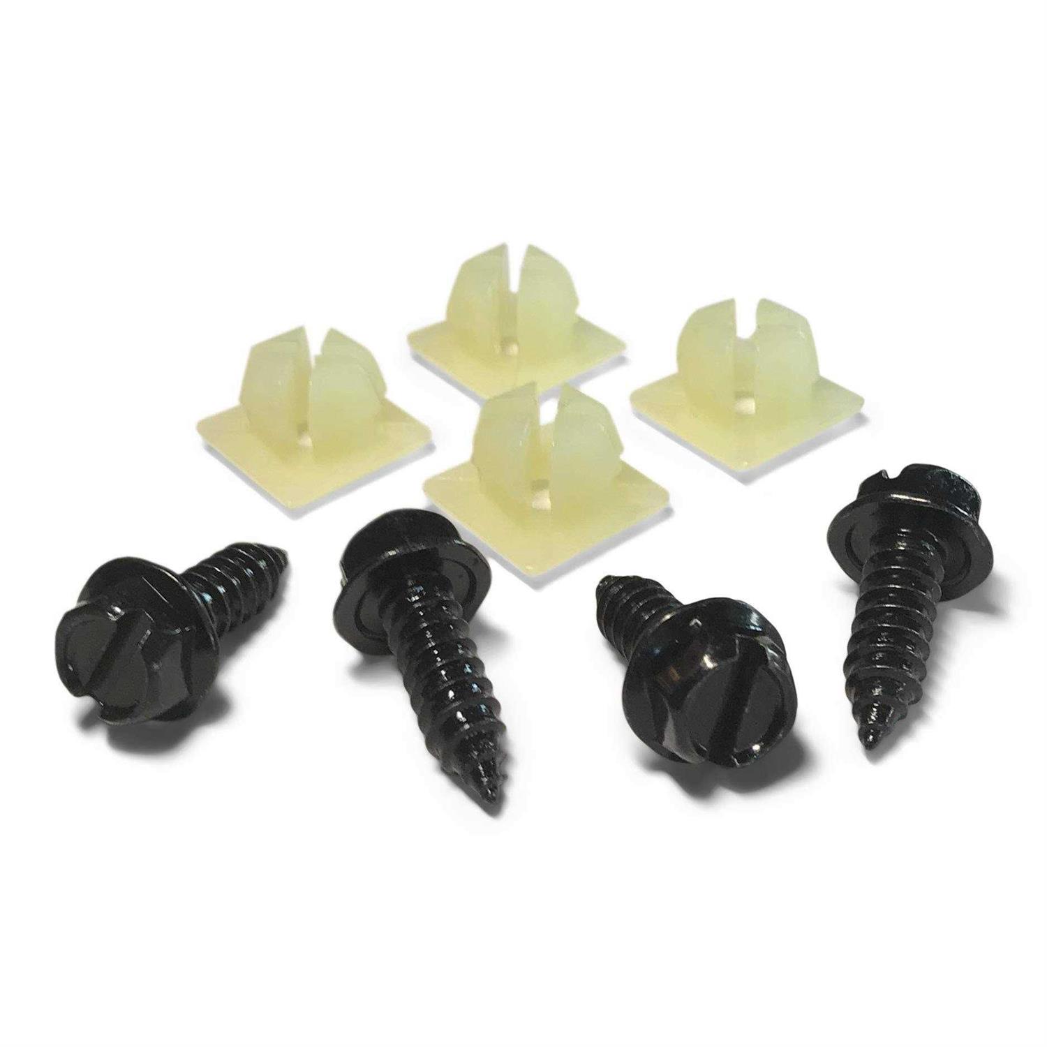 Ottospeed License Plate Screw Kit Black, OEM Style Fasteners with Nylon Screw Retainers for Mounting Front and Back License Plates on Cars - Cheap Fitting