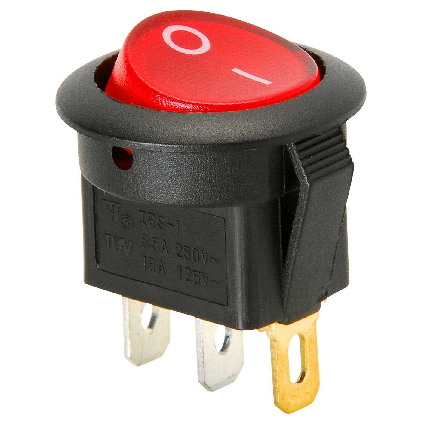 Parts Express Spst Round Rocker Switch with Red Illumination 13A 125vac - Cheap Fitting