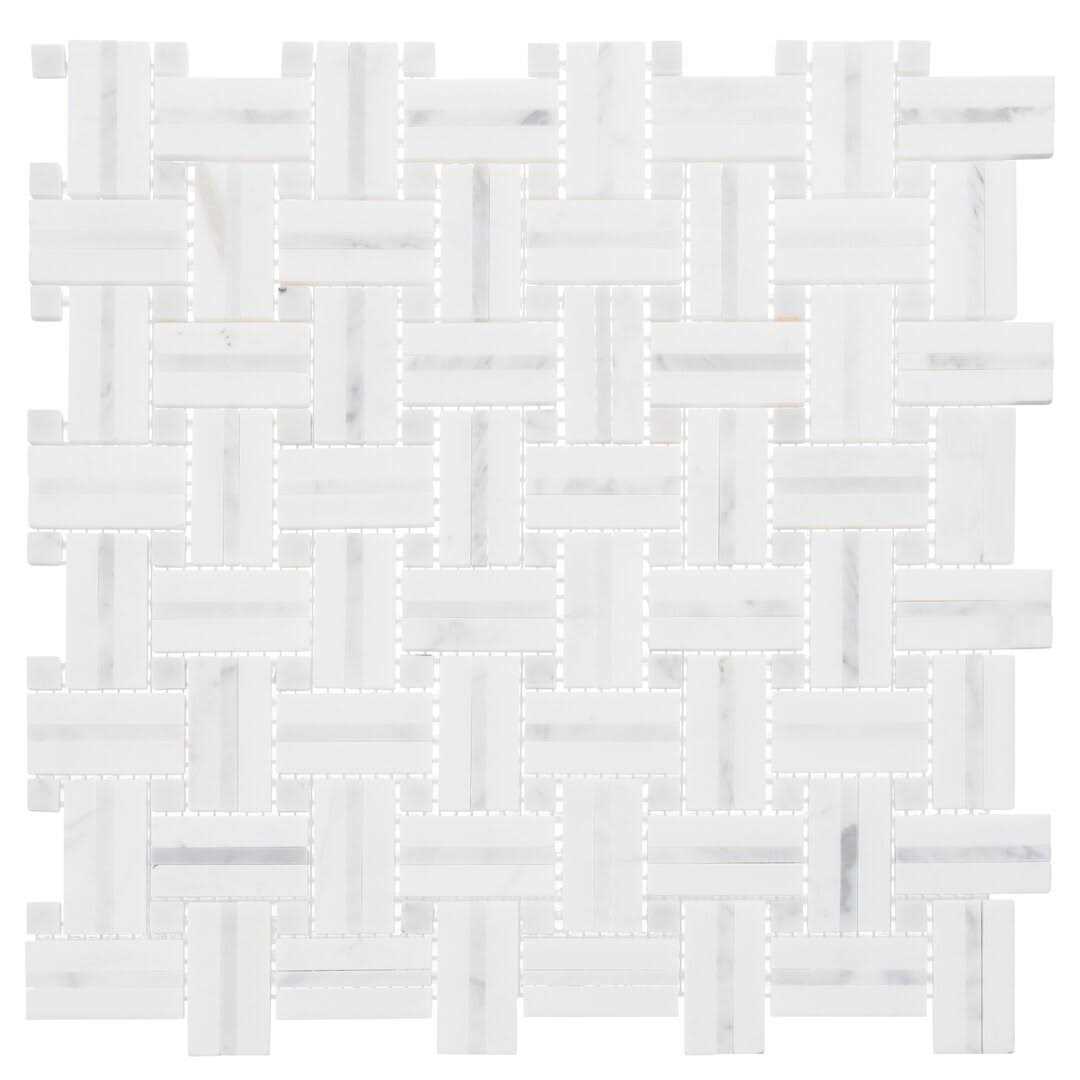 ANDOVA Fabrique White 12 in. x 12 in. Woven Look Smooth Natural Stone Floor and Wall Tile - Cheap Fitting