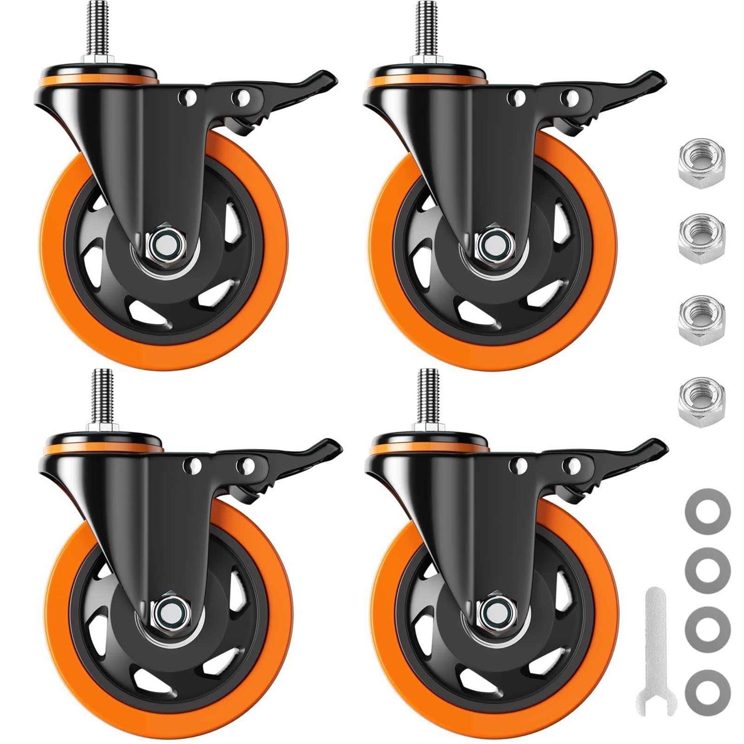 YUPEZOP 4 Inch Caster Wheels 2200Lbs Threaded Stem Casters Set of Heavy Duty - Cheap Fitting