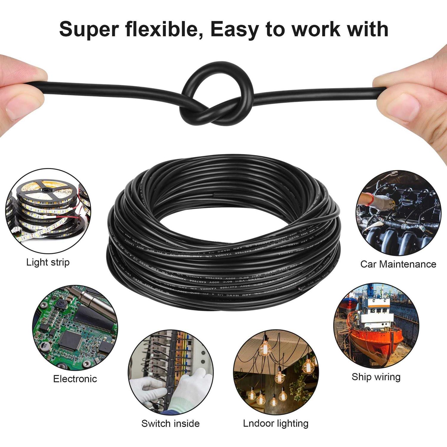 18 Gauge Electrical Wire 2 Conductor 18 AWG Electrical Wire Stranded PVC Cord Oxygen-Free Copper Cable - Cheap Fitting