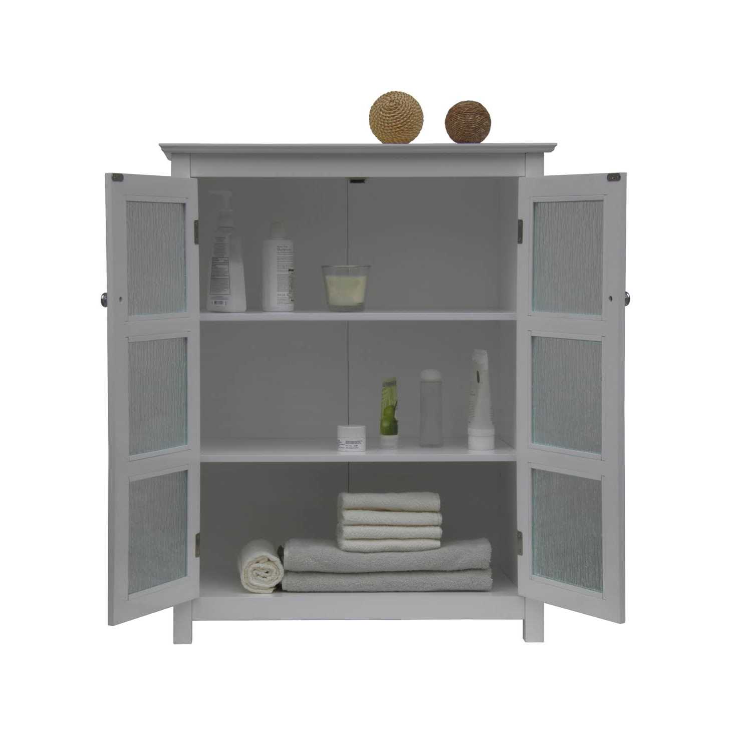 Elegant Home Fashions Connor Floor Cabinet with 2 Glass Doors - Cheap Fitting