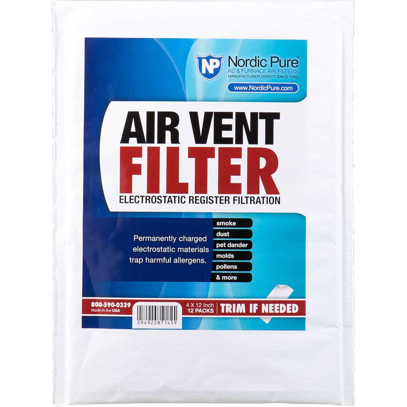 Dust Reducing Air Vent Filters 4×12 1 Pack of 12 - Cheap Fitting