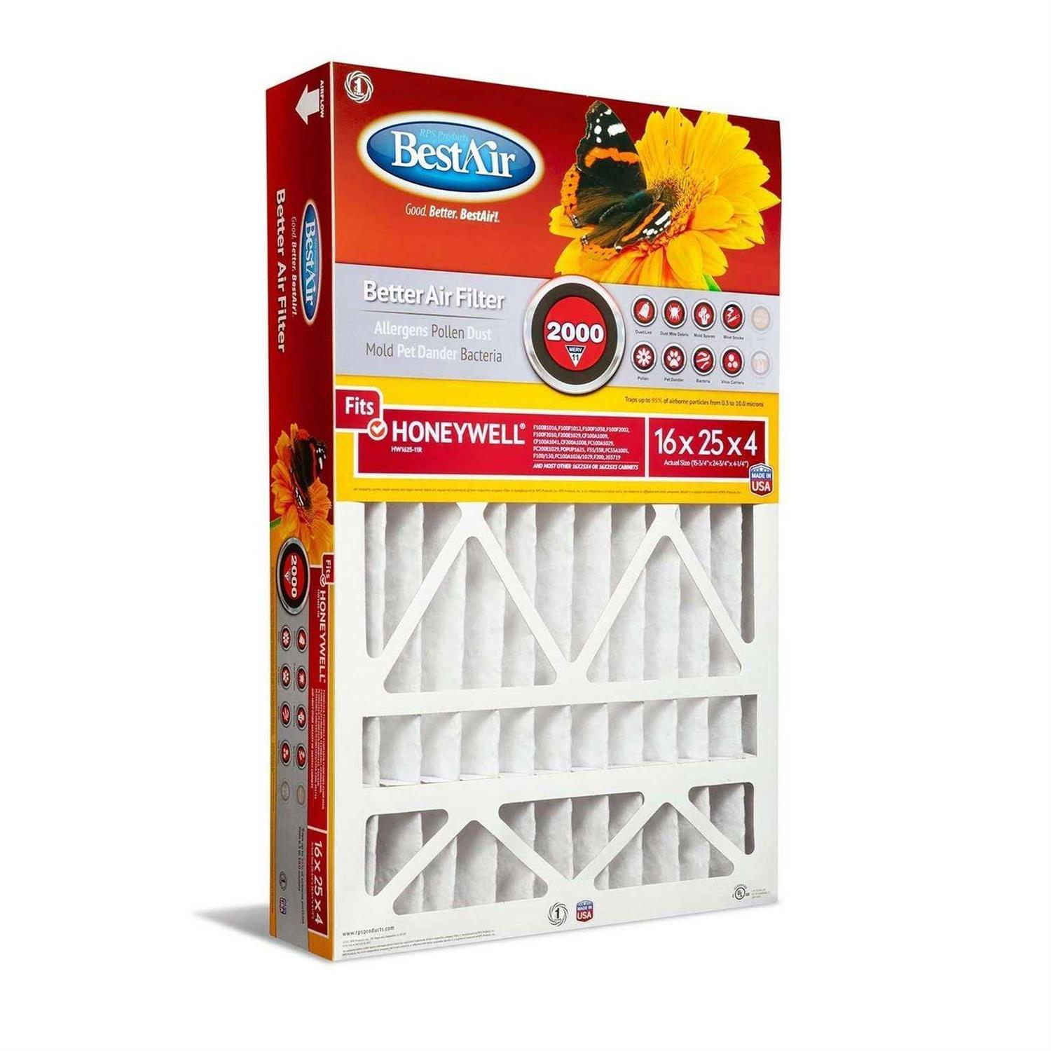 BestAir 16 x 25 x 4 MERV 11 Honeywell Air Filter - Cheap Fitting