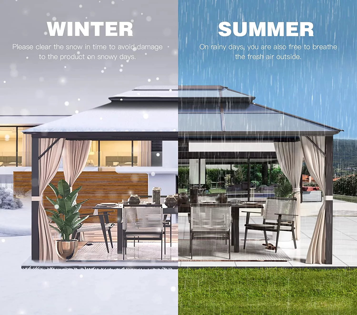 Yoleny 12'x16' Outdoor Polycarbonate Double Roof Hardtop 12 ft Gazebo Canopy, Brown - Cheap Fitting