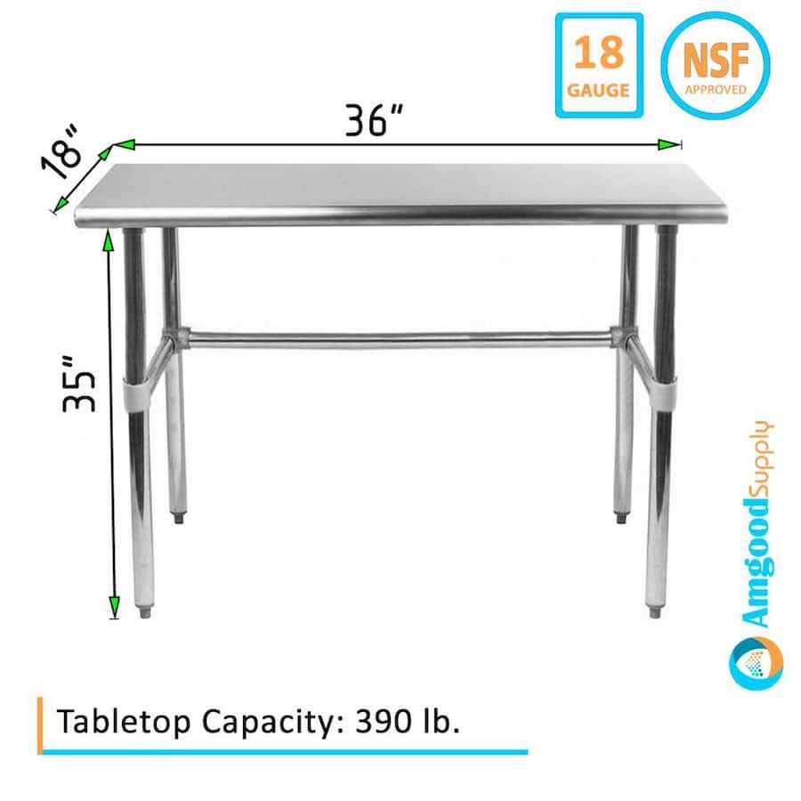Amgood Stainless Steel Work Table Open Base NSF Kitchen Island Food Prep - Cheap Fitting