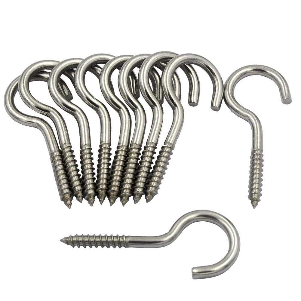 DGOL 10 pcs 2-1/2 Inch 304 Stainless Steel Screw-in Hooks Eye Bolt Ceiling Hook Screw Hanger Open Loop - Cheap Fitting