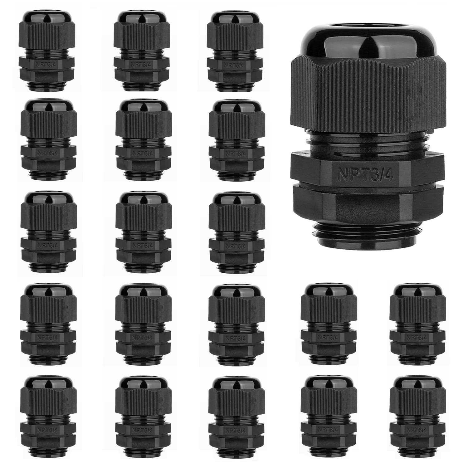 AMPELE NPT Cable Gland Waterproof Adjustable Nylon Cable Glands Joints With Gaskets - Cheap Fitting